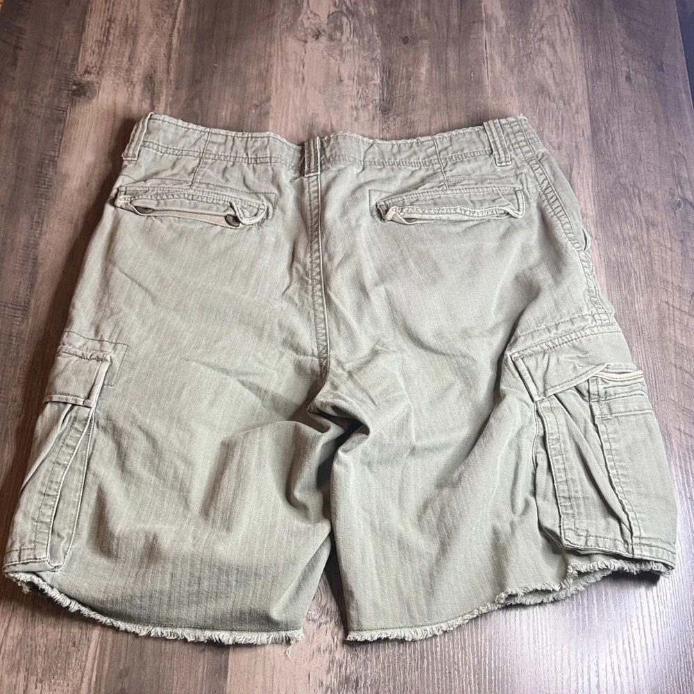 J. Crew Olive Green Cargo Shorts with Frayed Hem